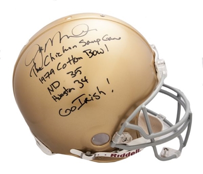 Joe Montana Signed Notre Dame Authentic Full Size Helmet With Chicken Soup Game Inscriptions